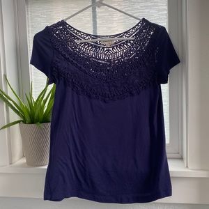 Anthropologie Meadow Rue Purple Crochet blouse